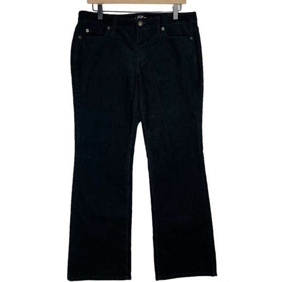 LOFT Pants Curvy Boot Corduroy Black Ribbed Mid Rise Stretch Petite Size 29 / 8P - Picture 1 of 12